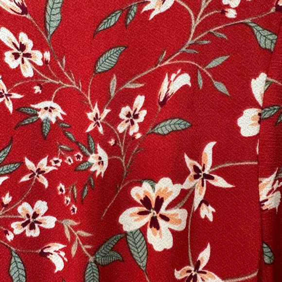 Red floral maxi dress, no wrinkle fabric, stretchy, long sleeve. Sz XXLP - Picture 5 of 5